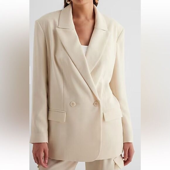 Express Super Soft Double Knit Cream Blazer - Picture 1 of 7